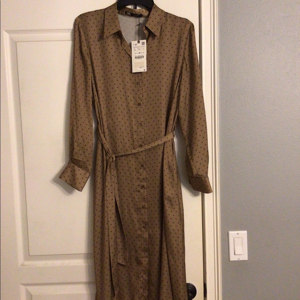 Olive green Zara dress!! Size large- NWT!!